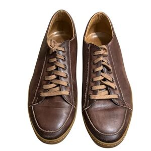 MEZLAN SPAIN Masi Brown Leather Low-Top Sneakers - Casual Lace-Up Size 10